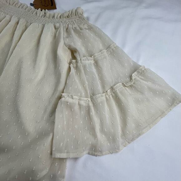 AVERY | NWT S Kori America Cream Ivory Boho Off-Shoulder Bell Sleeve Top - Picture 3 of 7